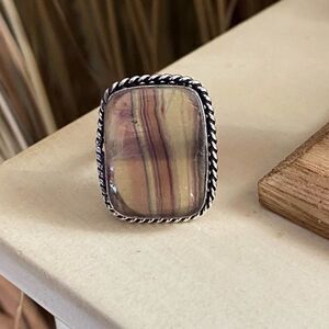 Fluorite Sterling Silver Ring Size 9